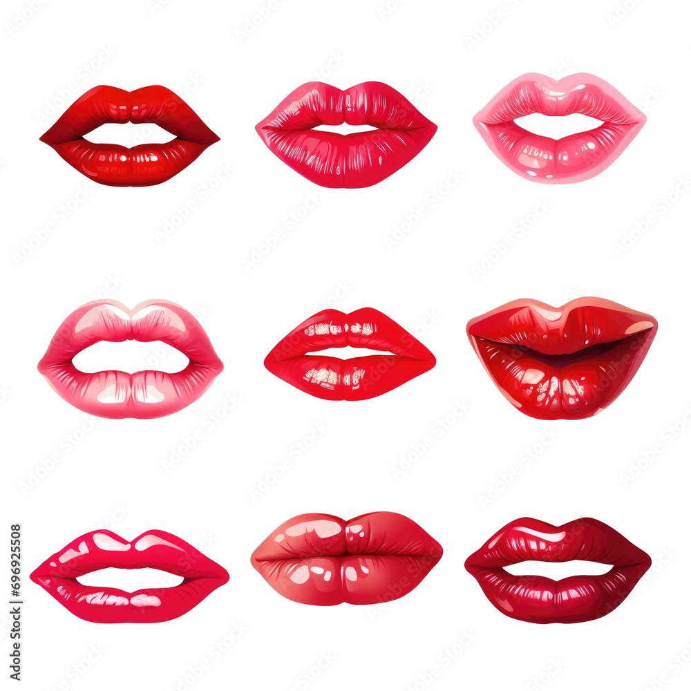 set of Lipstick kiss marks on a white background set of Lipstick kiss marks on a white background