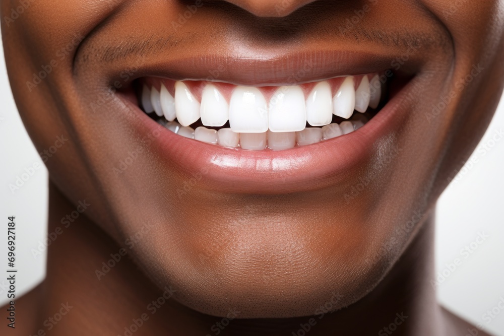 Close-Up of a Radiant Black Mans Perfect Smile - Captivating with White Teeth, Exuding Luxury Close-Up of a Radiant Black Mans Perfect Smile - Captivating with White Teeth, Exuding Luxury
