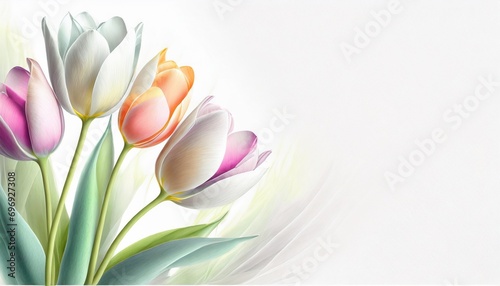 Tapeta pastelowe kwiaty tulipanów z miejscem do wklejenia. Generative AI photo