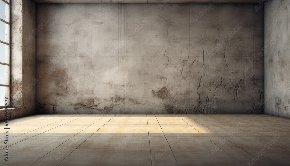 Minimalist empty room with textured concrete wall, contemporary atmosphere high quality 3d render Minimalist empty room with textured concrete wall, contemporary atmosphere high quality 3d render