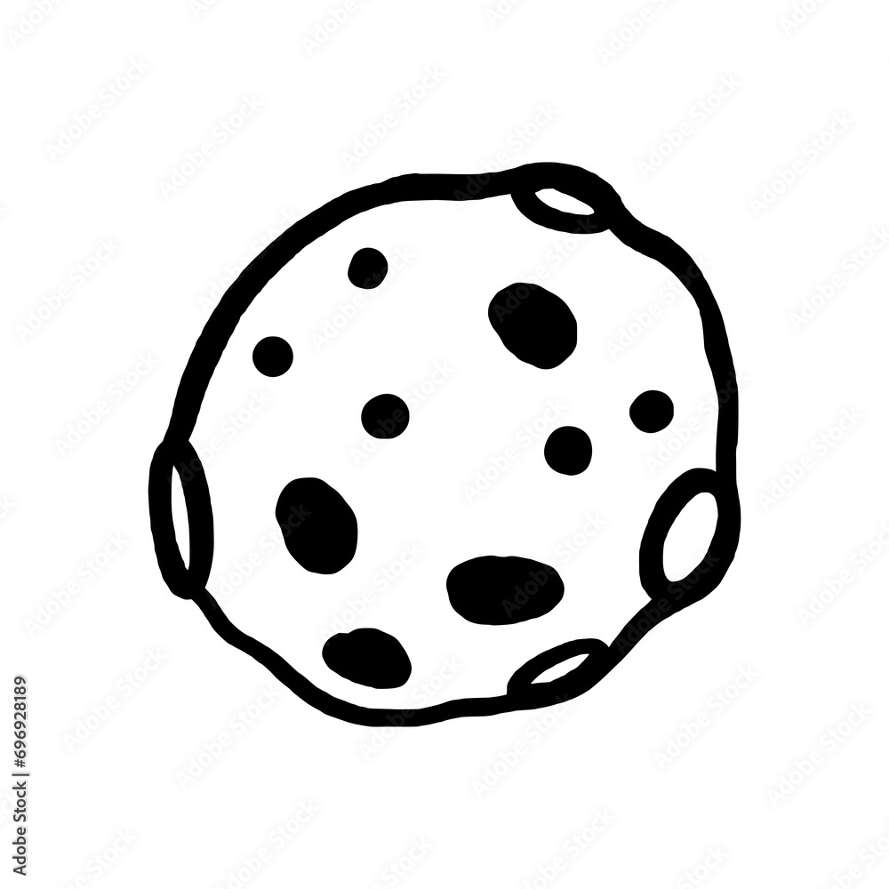 Fototapeta premium Full moon line doodle vector Illustration. space hand drawn