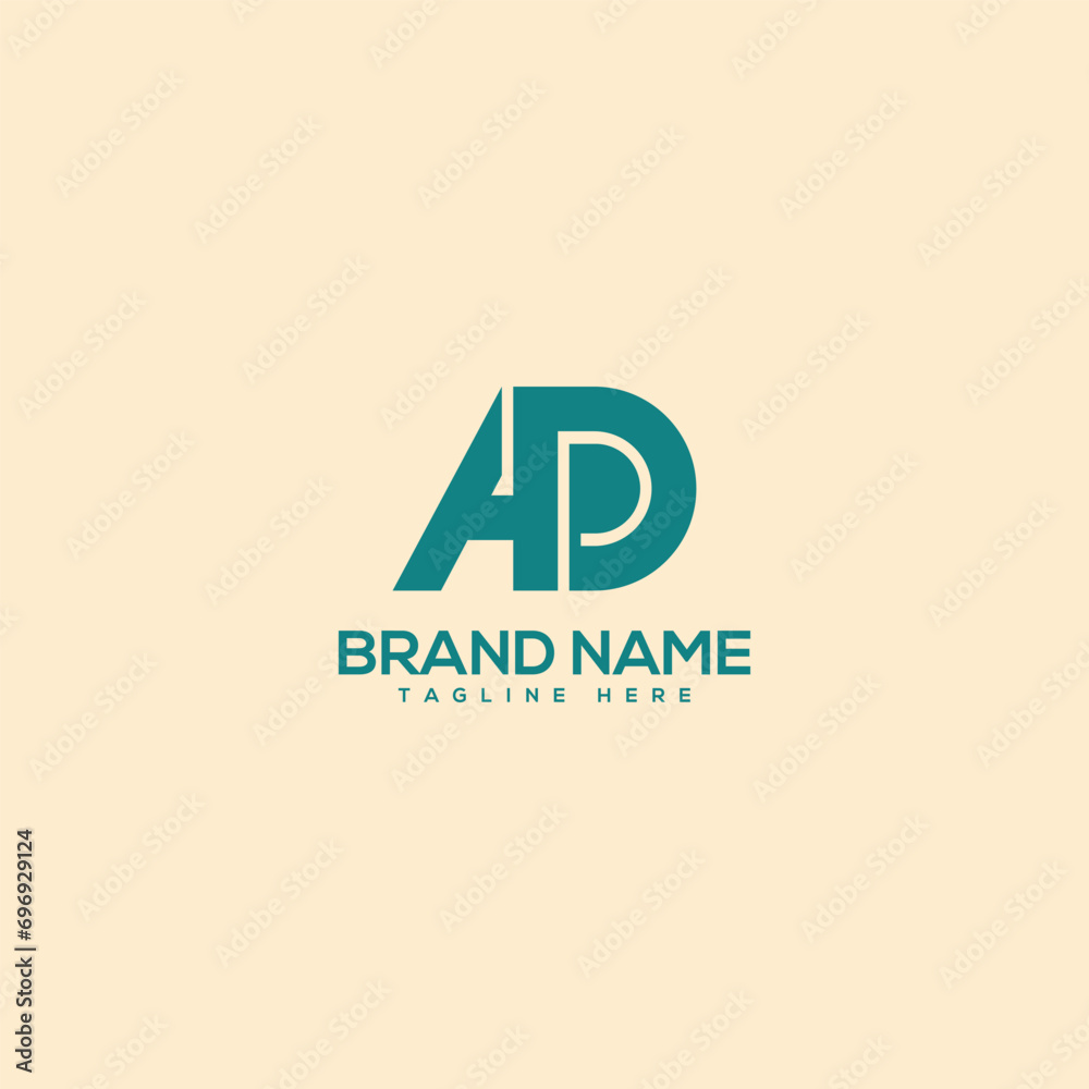 Alphabet modern unique letter AD DA logo design template - vector.