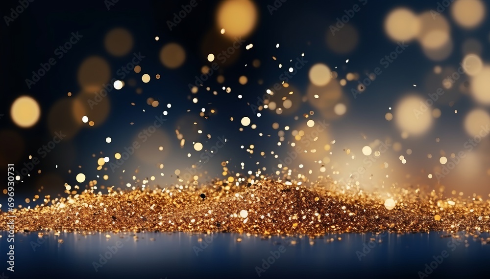 Elegant black and gold christmas background with sparkling golden