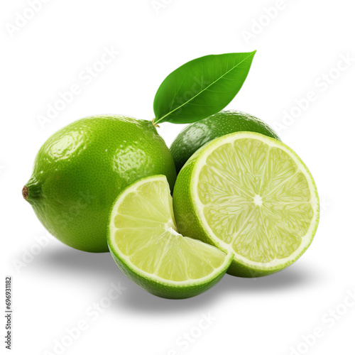 Lime and Lime Slice isolated on Transparent Background 