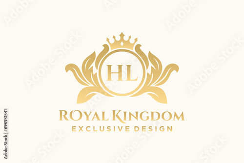 Letter HL template logo Luxury. Monogram alphabet . Beautiful royal initials letter.	 photo