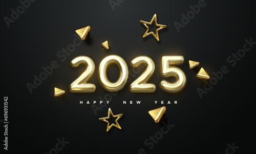 Happy New 2025 Year. Holiday vector illustration