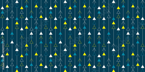 Seamless white, yellow, blue triangles pattern for scrapbooking, wrapping paper, baby textiles, fabrics. Geometric shapes pattern. 