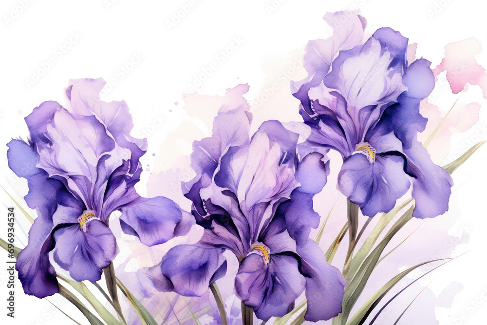 Background watercolor flora blooming spring flowers purple blossom nature plant floral