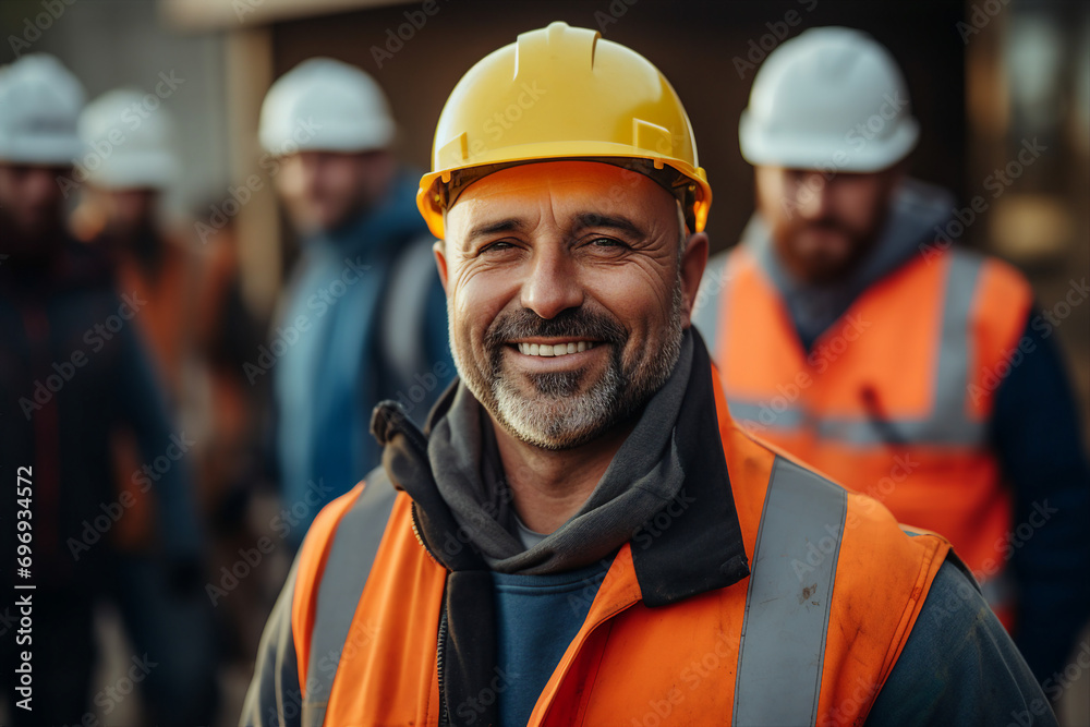 Picture of a professional factory worker wearing hard hat and work clothes generative ai Picture of a professional factory worker wearing hard hat and work clothes generative ai