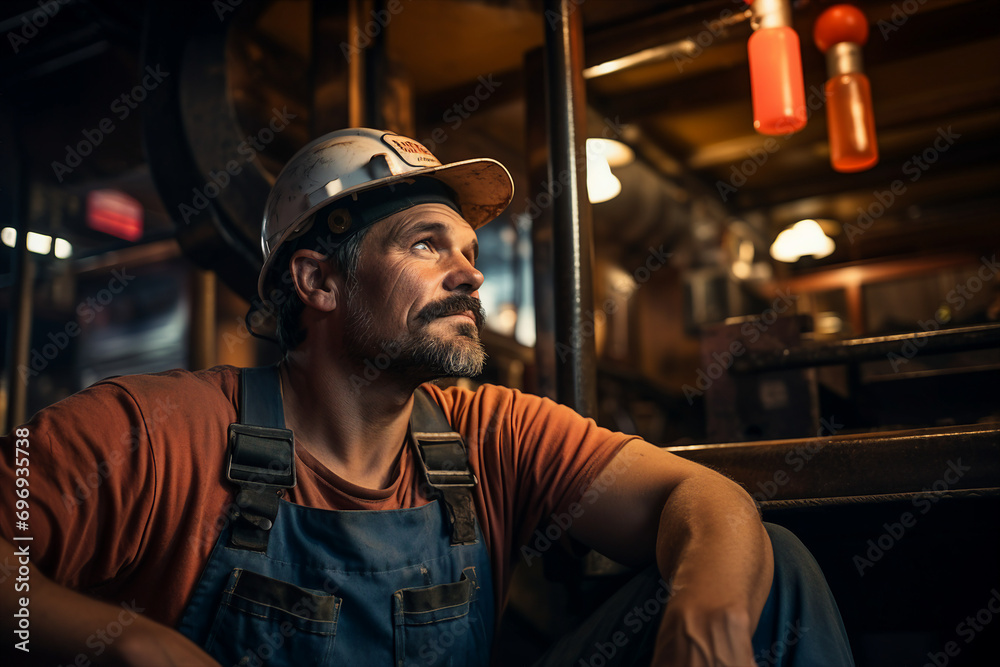 Skilled experienced coal miner wearing protective hardhat working deeply in mine generative AI Skilled experienced coal miner wearing protective hardhat working deeply in mine generative AI