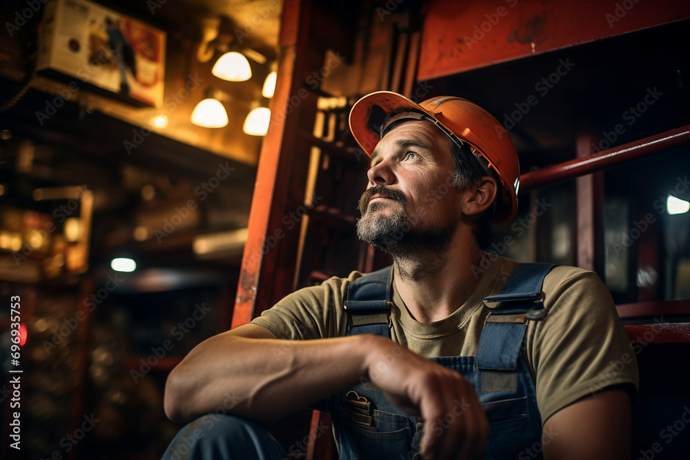 Male worker in miner underground at a copper mine made with generative AI technology