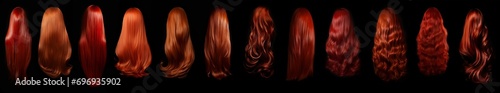 Red hair set - isolated black background - Ideal for hair saloons and any other beauty, wellness, and hair treatment themes - ember hair - redhead hair photo