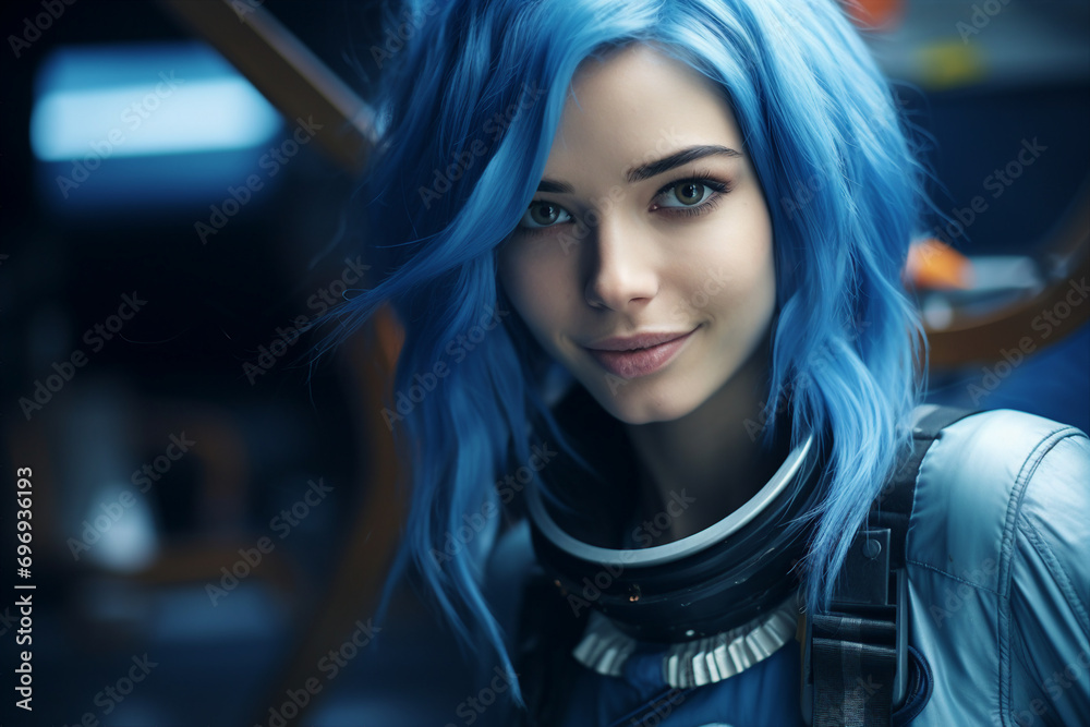 Fototapeta premium Created with generative ai tools astronaut portrait exploring deep space discover new planet