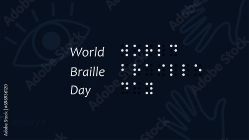 World Braille Day. Postcard, template, banner. Vector illustration.