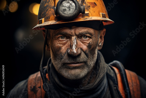 Male coal miners in protective helmet working and extracting vital energy resources generative AI