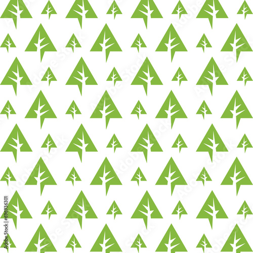 Forest tree abstract cute seamless repeating pattern vector illustration