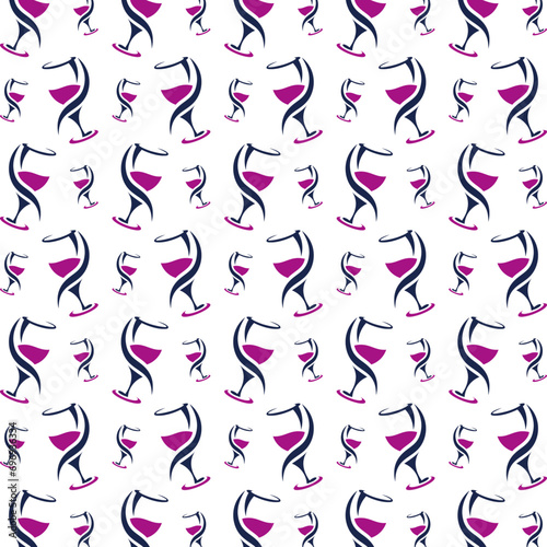 Wine glass abstract cute seamless repeating pattern vector illustration