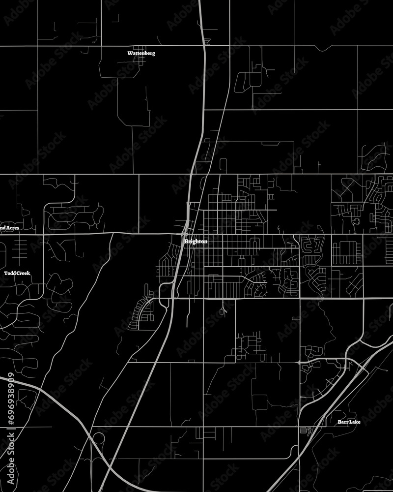 Brighton Colorado Map, Detailed Dark Map of Brighton Colorado