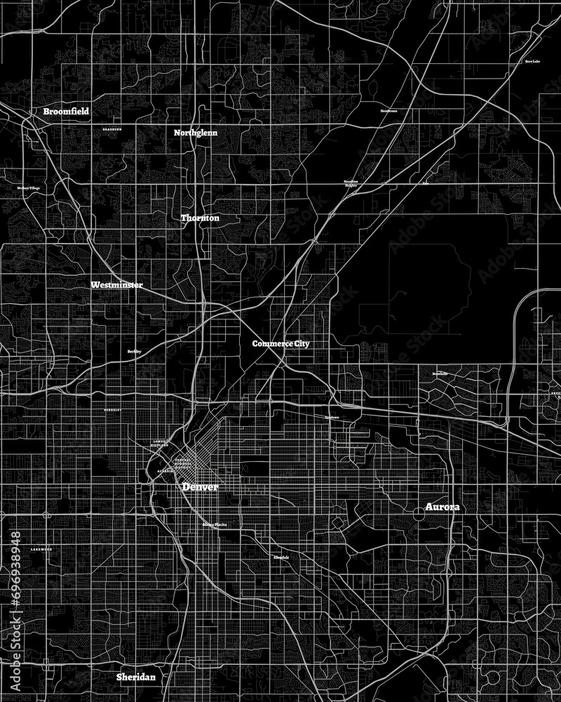 Commerce City Colorado Map, Detailed Dark Map of Commerce City Colorado
