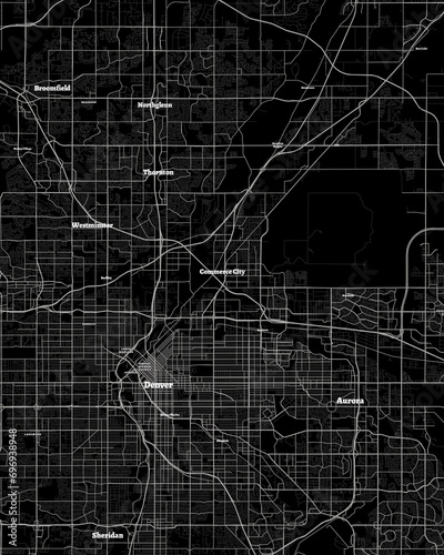 Commerce City Colorado Map, Detailed Dark Map of Commerce City Colorado photo