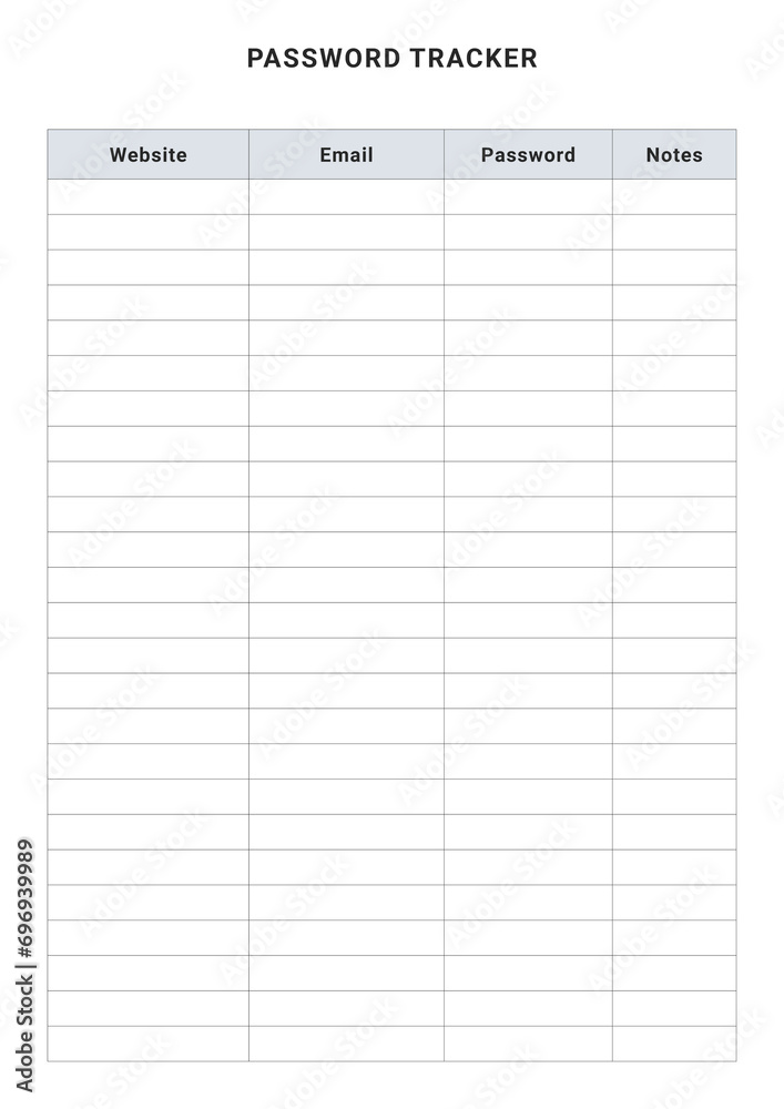 Password Tracker Password Tracker