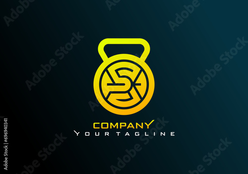 Logo combination kettlebell business brand photo