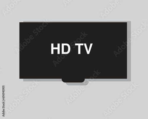 4K TV flat screen lcd or oled, plasma, realistic illustration, White blank monitor mockup. wide flatscreen monitor hanging on the wall