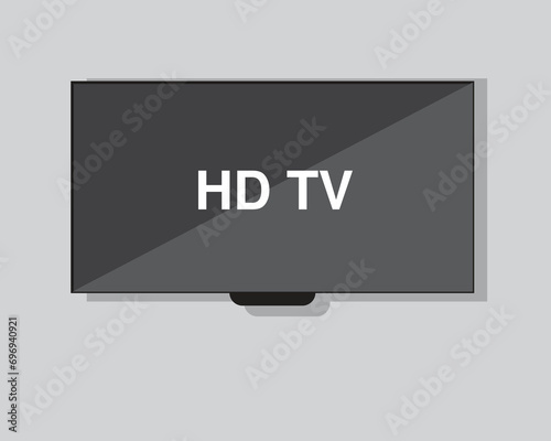 4K TV flat screen lcd or oled, plasma, realistic illustration, White blank monitor mockup. wide flatscreen monitor hanging on the wall