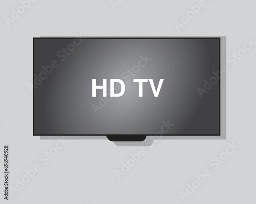 4K TV flat screen lcd or oled, plasma, realistic illustration, White blank monitor mockup. wide flatscreen monitor hanging on the wall