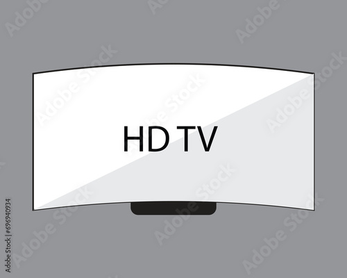 4K TV flat screen lcd or oled, plasma, realistic illustration, White blank monitor mockup. wide flatscreen monitor hanging on the wall