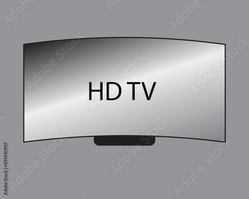 4K TV flat screen lcd or oled, plasma, realistic illustration, White blank monitor mockup. wide flatscreen monitor hanging on the wall