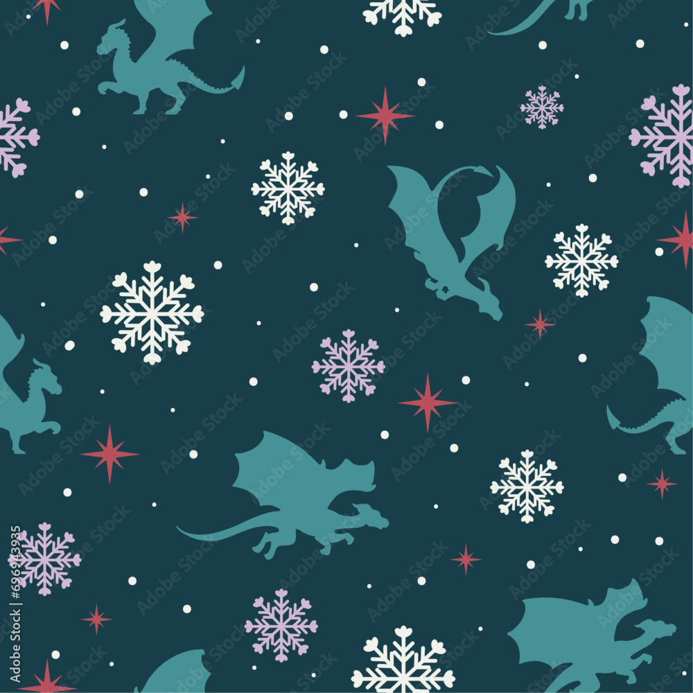 Seamless pattern with Chinese new year dragon