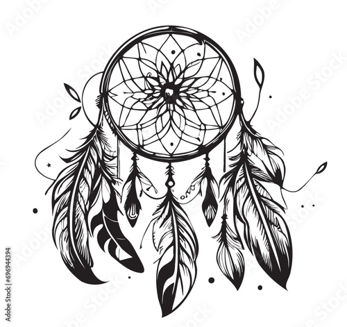 Dream catcher decor sketch hand drawn in doodle style illustration