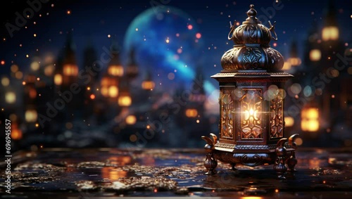 Ramadan Lantern Background with copy space photo