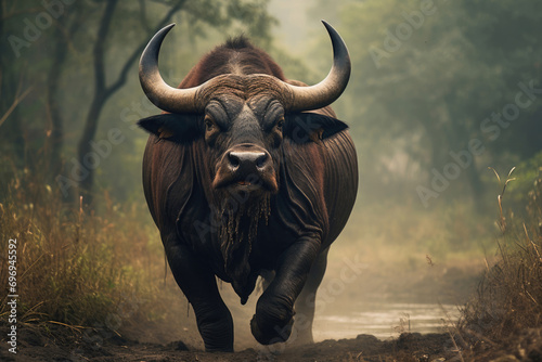 Gaur  also known as the Indian bison  in its natural habitat