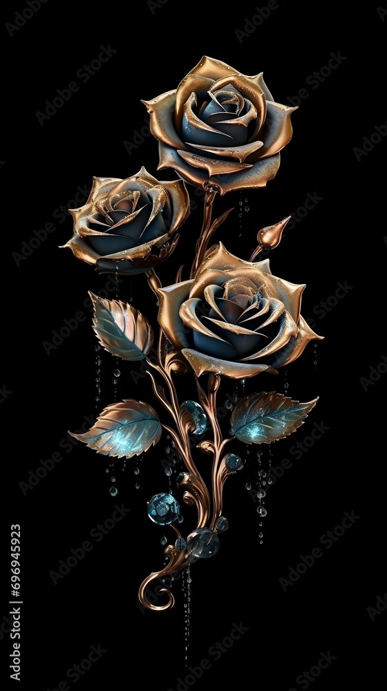 Fototapeta premium Fresh 3d flower pops out on contrast black background