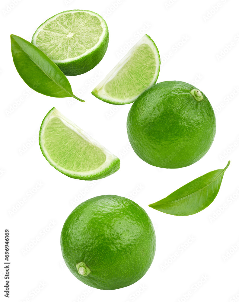 Fresh organic lime isolated on white background