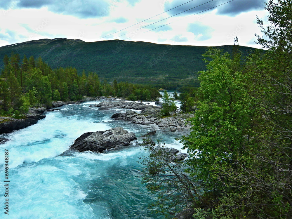 Norway-view of the river Otta and its surroundings Norway-view of the river Otta and its surroundings