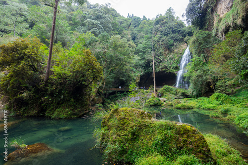 Waterfall at Sun Link Sea vacation resort in Nantou Taiwan