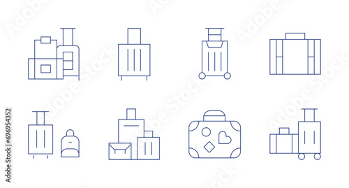 Luggage icons. Editable stroke. Containing baggage, suitcase, luggage.