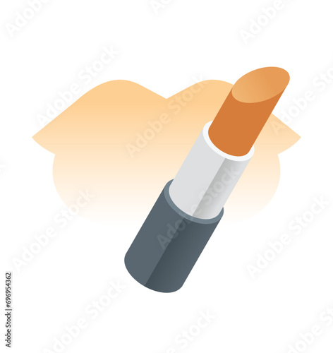 An illustration of a lipstick in front of a mouth shape