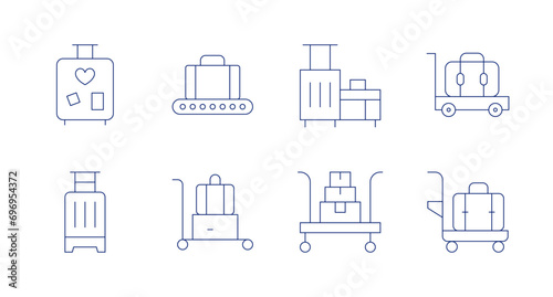 Luggage icons. Editable stroke. Containing travel, luggage, luggage cart.