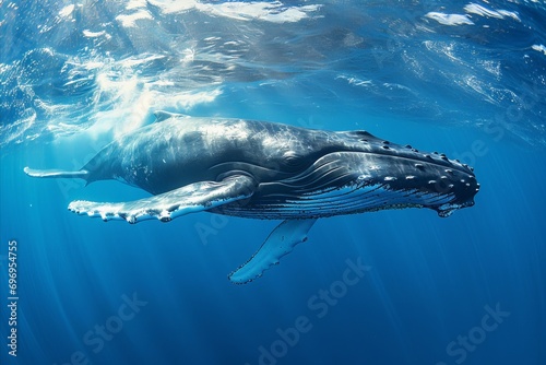 Majestic humpback whale gracefully gliding through the depths of the mesmerizing ocean waters © Ilja