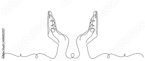 hands looking up line art style.