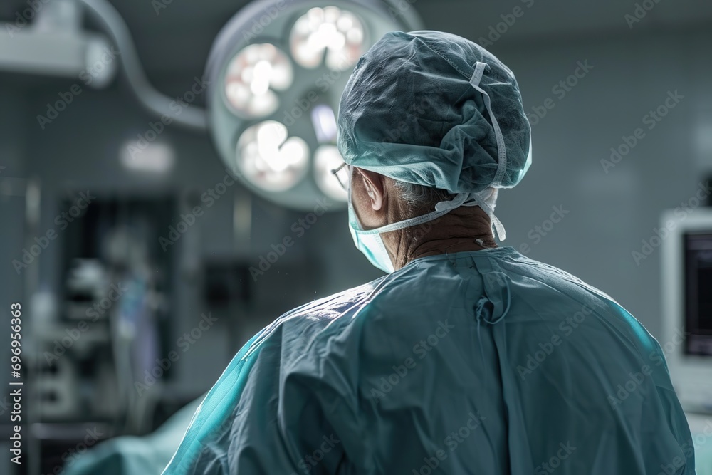 Surgeon's Back View in the Operating Theater Surgeon's Back View in the Operating Theater
