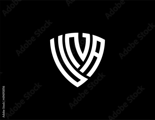 UNA creative letter shield logo design vector icon illustration