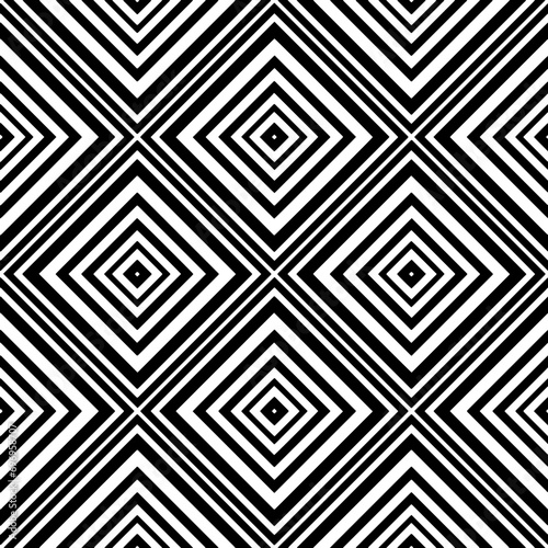 Black and white seamless pattern texture. Greyscale ornamental graphic design. Mosaic ornaments.One color wallpaper. 