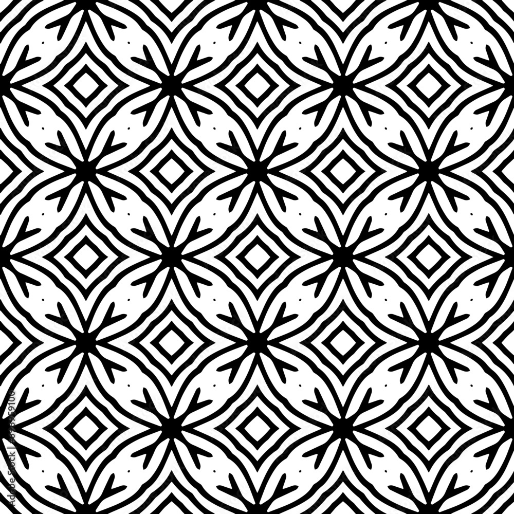 Abstract Shapes. Abstract Background Design. Vector Seamless Black and White Pattern.Simple repeat pattern design.
