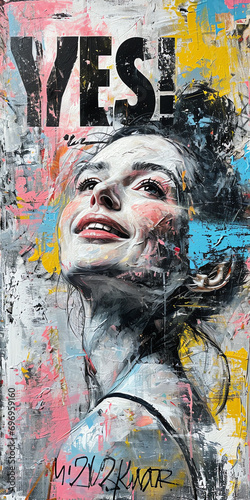 Grafitti - Gesicht einer schönen Frau auf einer Wand