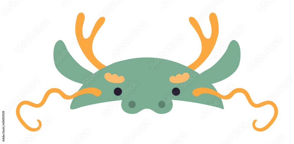 Chinese dragon hat cute costume accessory hand drawn illustration. Cartoon vector illustration. Flat style design. Korean Lunar New Year Seollal holiday card, poster, banner element Chinese dragon hat cute costume accessory hand drawn illustration. Cartoon vector illustration. Flat style design. Korean Lunar New Year Seollal holiday card, poster, banner element